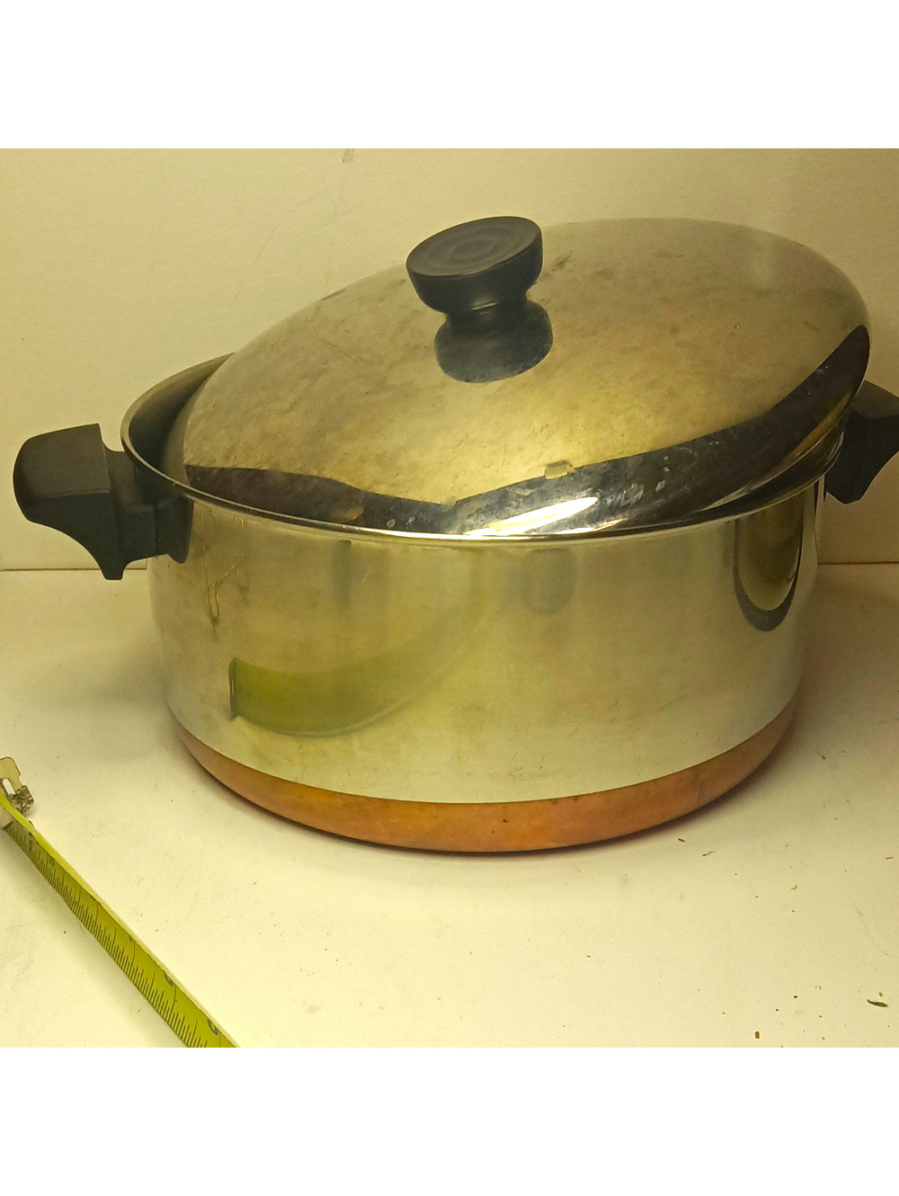 • Vintage Revere Ware 4 1/2 Qt Copper Bottom Stock Pot Dutch Oven & Lid 4.5 Qt